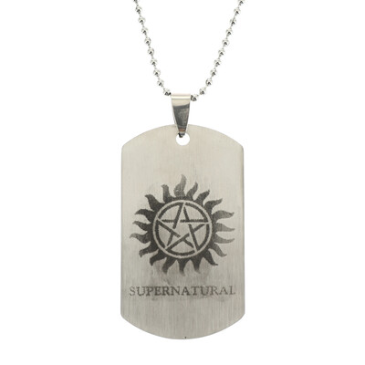 

Titanium Steel Supernatural Pentagram Personalized English Engraved Letters Tag Pendant Necklace Fashion Jewelry Gifts