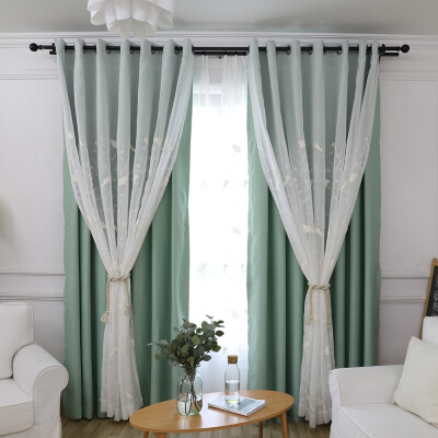 

Modern Birds Pattern Double-Layer Home Fashion Window Decorative Curtain Pure Color Simple & Elegant Sunblind