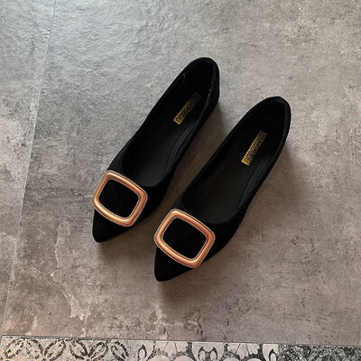 

Famous ladies wind shoes women tide shoes summer flat Korean fashion Joker metal buckle grandma shoes
