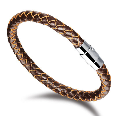 

New Punk Rock Style Woven Round With Mens Leather Bracelet Birthday Gift