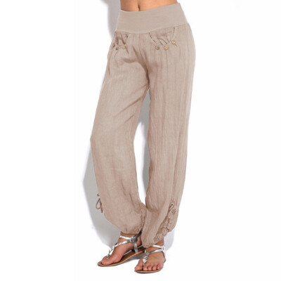 

Women Elastic Waist Casual Loose Baggy Harem Trousers Bottoms Palazzo Yoga Pants