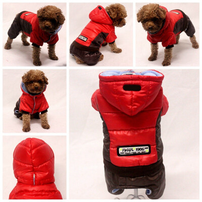 

Red Winter Pet Clothes Small Dog Chihuahua French Bulldog Clothes Waterproof Hooded Dog Coat Jacket Warm Puppy Pets Clothes