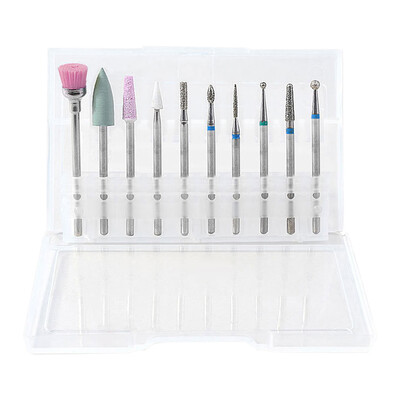 

Gobestart 10PCS Nail Art Grinding Drill Bits Electric Nail Machine Diamond Bullet Bit