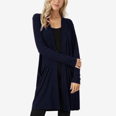 

Women Boho Long Sleeve Open Front Knit Cardigan With Pockets Bohemian Knitted