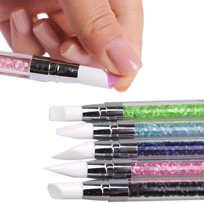 

Toponeto 5Pcs Set Nail Art Brush Dotting Tools 2 Way Sculpture Pen Silicone Carving Craft