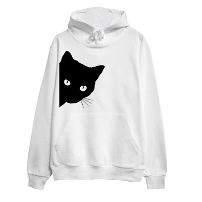 

Nomeni Womens Long Sleeve Cat Print Hoodie Sweatshirt Hooded Pullover Tops Blouse