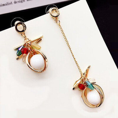 

Elegant Fashion Personality Vintage Earrings Colourful Crystal Asymmetric boucles doreilles pendantes