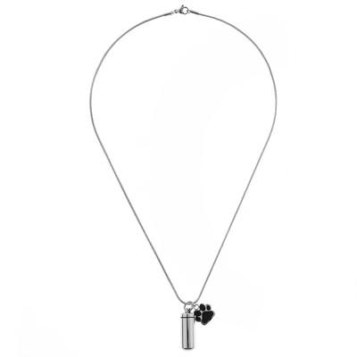 

Urn Necklace For Ashes Pet Footprint Cylinder Eternity Pendent Cremation Jewelry