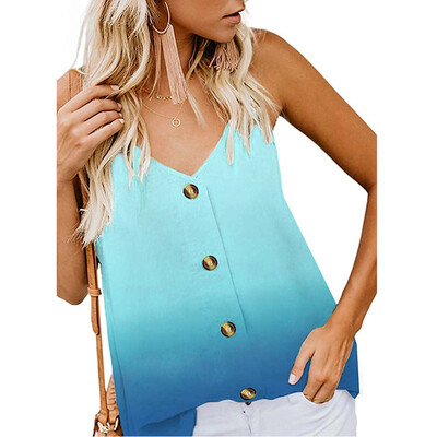 

Starmoon Womens Button Down V Neck Strappy Print Tank Top Loose Casual Sleeveless Shirts