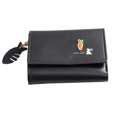 

Cute Carrot Rabbit Tri-fold Purse Card Cash Holder Women Faux Leather Wallet