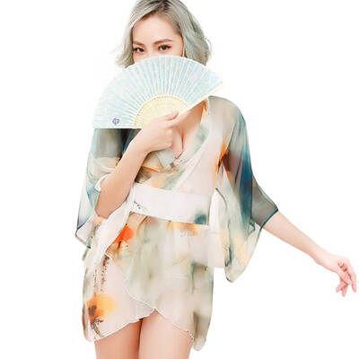 

Chiffon Painting Patten Women Girl Kimono Lingerie Cosplay Costume Pajama