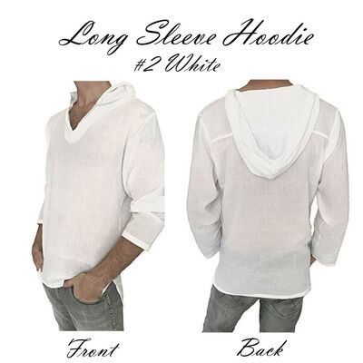 

Mens Summer Cotton Linen Long Sleeve Hoodie Tee Shirt Cool Loose V Neck Tops