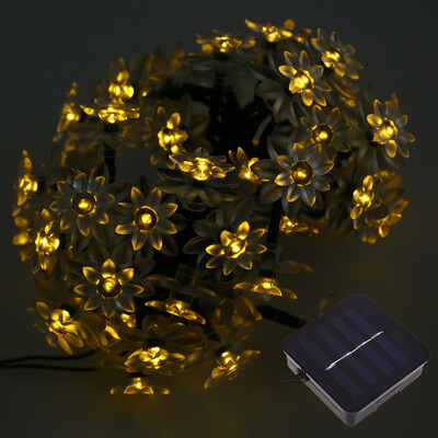 

50 LEDs Solar Powered Lotus Flower String Light Christmas Party Fairy Lamp