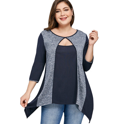 

Plus Size Cutout Crescent Hem Top