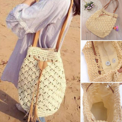 

2019 Women Straw Bag Handwoven Round Rattan Handbags Knitted Crossbody Bag Tote