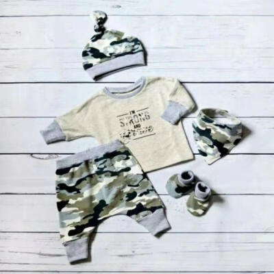 

AU Infant Baby Boy Clothes Camouflage Long Sleeve TopsLeggings Pants Hat Outfit