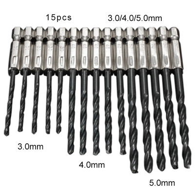 

15 Pieces High Speed Steel Titanium Coated Drill Bits 3 4 5 Mm Hex Shank Sale