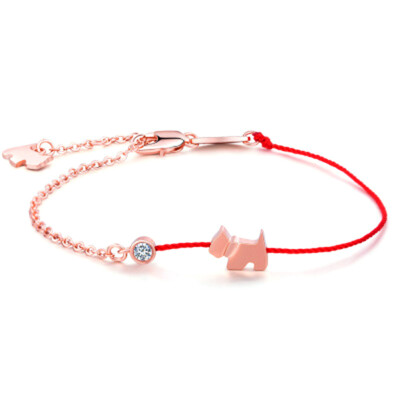 

Rose gold color animal zodiac signs dog a bracelet mens womens red thread charms bracelets for women new year gifts