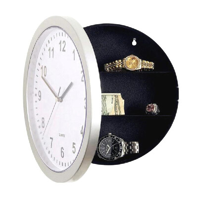 

Round Wall Clock Safe Box Home Multifunctional Analog Clock with Secret Interior Storage for Jewelry & Cash