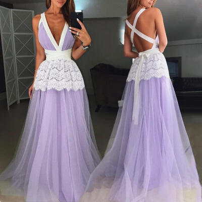 

Women Long Formal Prom Dress Cocktail Party Gown Evening Bridesmaid Dress Lady