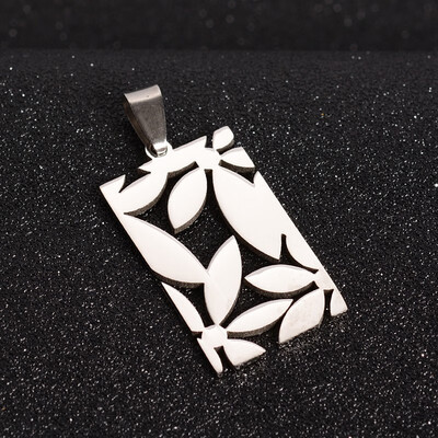 

304 Stainless Steel Split Pendants Rectangle Stainless Steel Color 365x205x15mm Hole 4x9mm