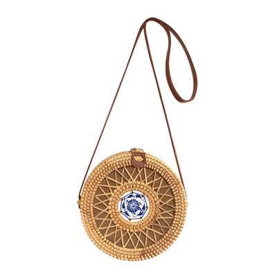 

Round Straw Bag Handbags Women Beach Rattan Woven Crossbody Shoulder Bags