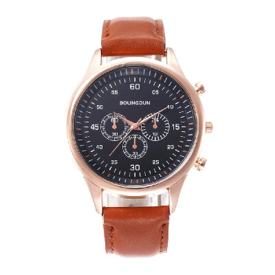 

Fashion Leather Band Business Quartz Watch Men Three Dials Sports Wrist Watch