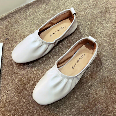 

Single-shoe womens shallow flat-soled shoes Korean version of Baitie Grandmas shoes Chic comfortable pregnant womens foot pedal