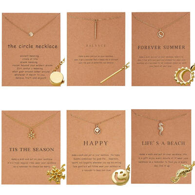 

Rinhoo New Minimalism Smile Snowflake Round Pendant Necklace For Women Ladies Gold Color Chain Charm Necklace Jewelry Wholesale