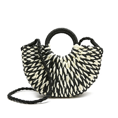 

New Semi-circle Fashion Braided BauNu Handmade Tide of BauNu Beach Bag with One Shoulder&Oblique Slip for Seaside Holiday