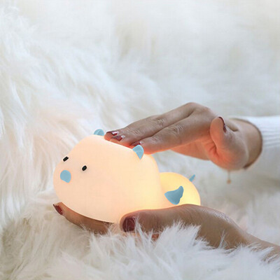 

Gobestart Creative cute pig silicone night light LED colorful breathing light