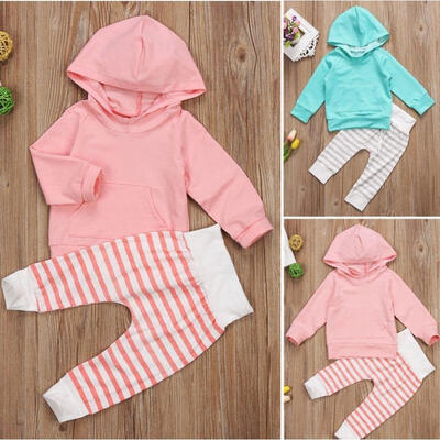 

Fashion Kids Newborn Baby Toddler Boy Girl Long Sleeve Hooded Tops Pants 2Pcs Outfits Set Clothes 0-5 Years