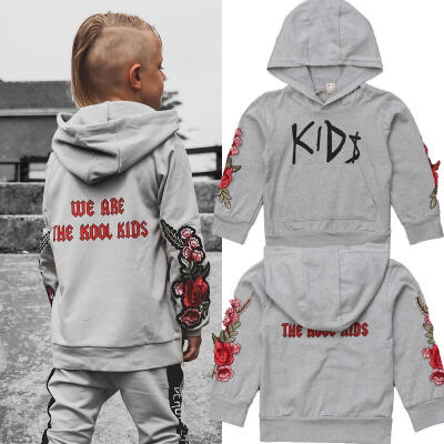 

Boys Kids Floral Printed Cotton Casual Spring Fall Hoodies Pullover Sweatshirts