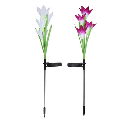 

Siaonvr 2 Pcs Lily Flower Solar Powered Garden Stake Light Multi-color Change LED Light