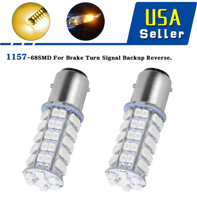

10Pcs Yellow 1157 BAY15D 68SMD 3528 Chip Turn Signal LED Light Bulbs 1142 12V