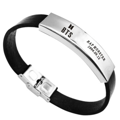 

KPOP BTS Bangtan Boys Titanium Steel Sports Bracelet Combination Logo Bracelet ARMY Hot Gift for Fans