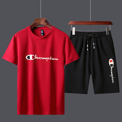 

Champion official original summer Men Sportswear Gym Clothing Sport Suit Basketball Shirts Jogging Pants Beach Shorts Gym Fitness