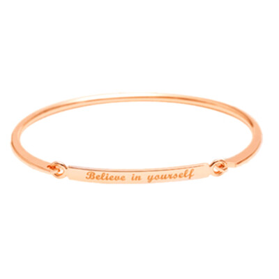 

New Engraved Cuff Yourself Love Believe In Yourself Rhinestone Jewelry Bracelet Bangle