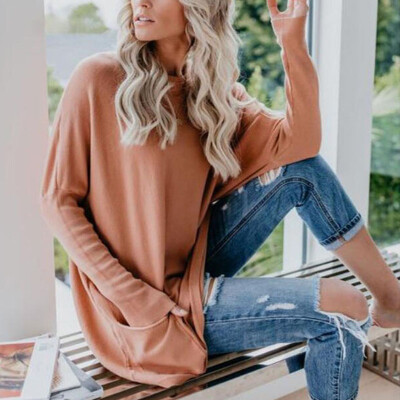 

Women Long Sleeve Pullover Casual Blouse Loose Baggy Jumper Solid Top Sweatshirt