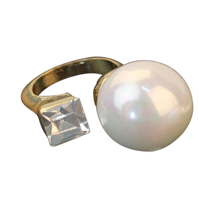 

Large Pearl Adjustable Pearl Ring Square Women Fashion Diamond Ring Best Jewelry
