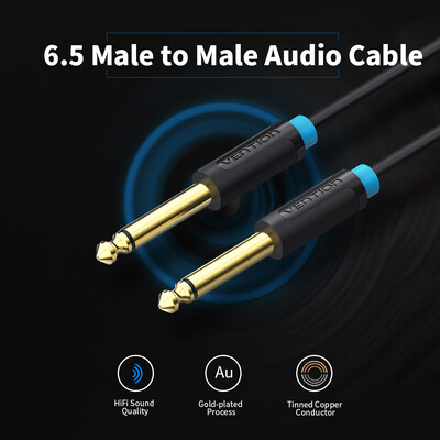 

VENTION 65mm Audio Cable Male to Male Audio Cable HiFi Gold-plated for GuitarAmplifier Microphone 10m Black