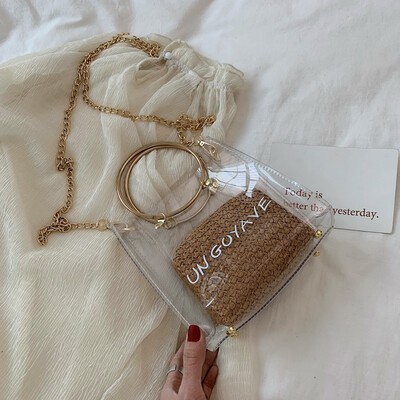 

Jelly transparent bag womens new 2019 summer simple small package with a circular handbag chain satchel