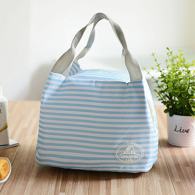 

Gobestart Insulated Cold Canvas Stripe Picnic Carry Case Thermal Portable Lunch Bag