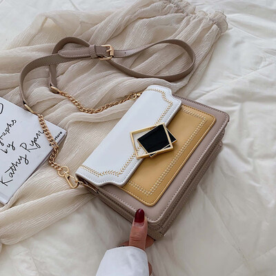 

Texture French minority bag 2019 new fashion single shoulder bag with chain slanted small square bag