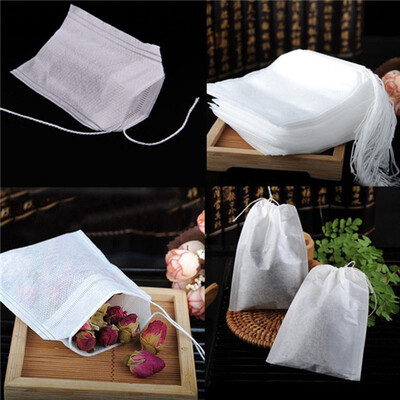 

〖Follure〗100 pcs Empty Teabags String Heat Seal Filter Paper Herb Loose Tea Bag