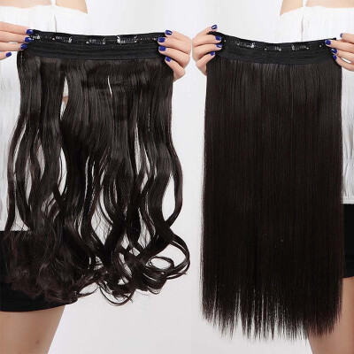 

Synthetic Fiber Clips in on Hair Extension 34 Full Head One Piece 5 Clips Long Silky Curly Wavy