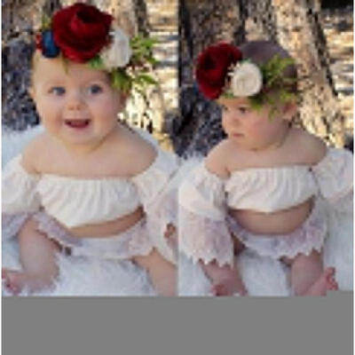 

Infant Baby Girls Off Shoulder Lace Party Tops Shorts Outfits Set Clothes Summer