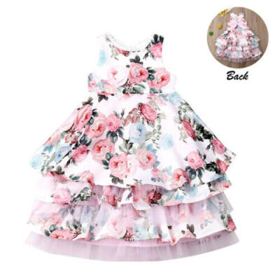 

US Kid Baby Flower Girl Party Child Dress Wedding Bridesmaid Birthday Gown Dress