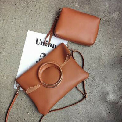 

2019 New Style Ring Composite Bags 2 Pieces Set Women PU Leather Handbag One Shoulder Folding Bag Casual