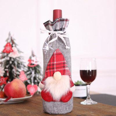 

Siaonvr Champagne Bottle Bag Christmas Stereo Old Man Linen Bottle Set Party Decoration